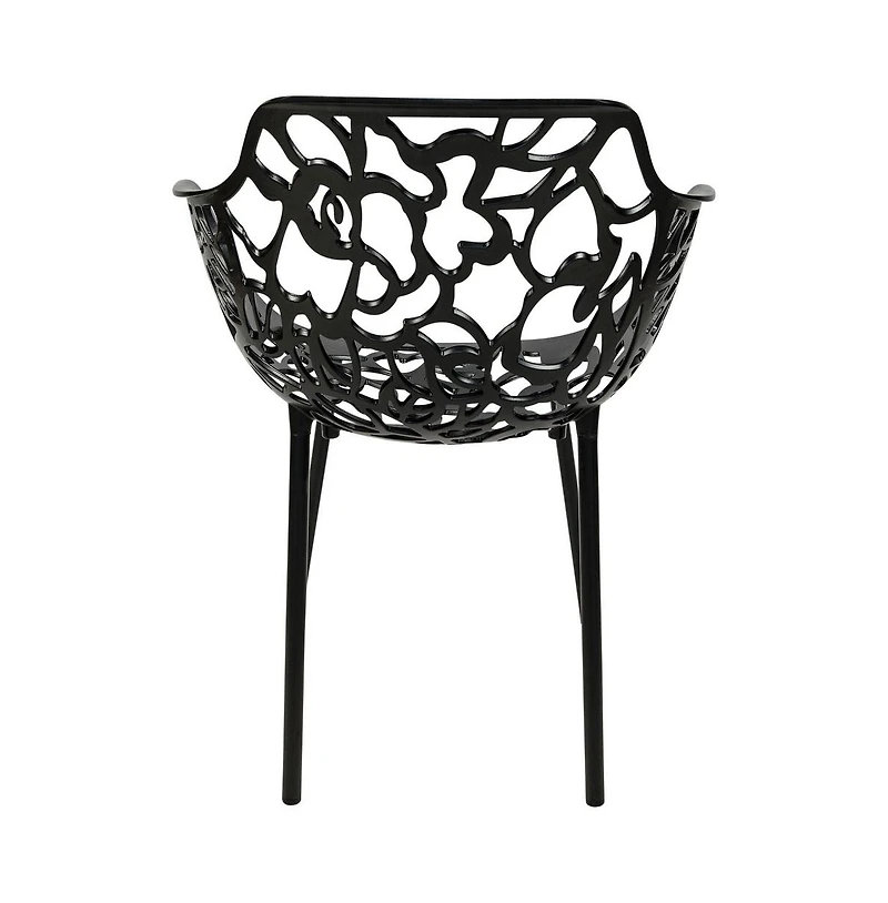 LeisureMod Devon Patio Dining Arm-Chair, Aluminum Stackable Design Side Chair, Weather Resistant Metal No Assembly, Uv Protected