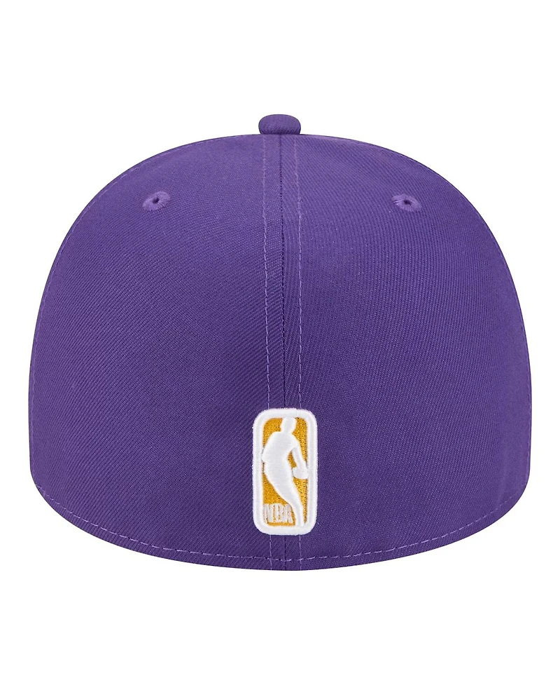 New Era Men's Purple Los Angeles Lakers Injection Cartoon Logo A-Frame 59FIFTY Fitted Hat