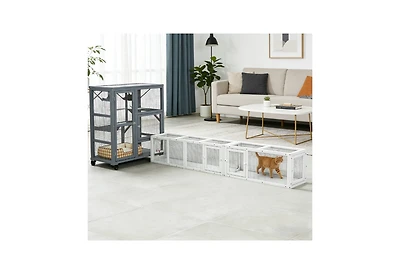 Zeus and Ruta Versatile Cat Tunnel With Cage For Indoor Outdoor Play and Catio Enclosure