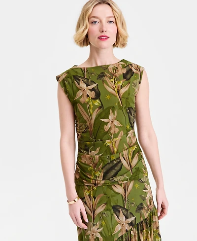 I.n.c. International Concepts Women's Printed Mesh Sleeveless Top
