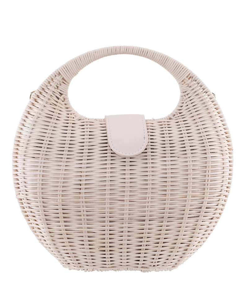Nina Kava Rounded Rattan Small Satchel Bag