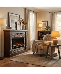 Mondawe 42" Linear Recessed-in Electric Fireplace with Remote Control, Adjustable Heat and Timer