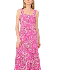 Vince Camuto Women's Paisley-Print Square-Neck Smocked-Back Sleeveless Maxi Dress