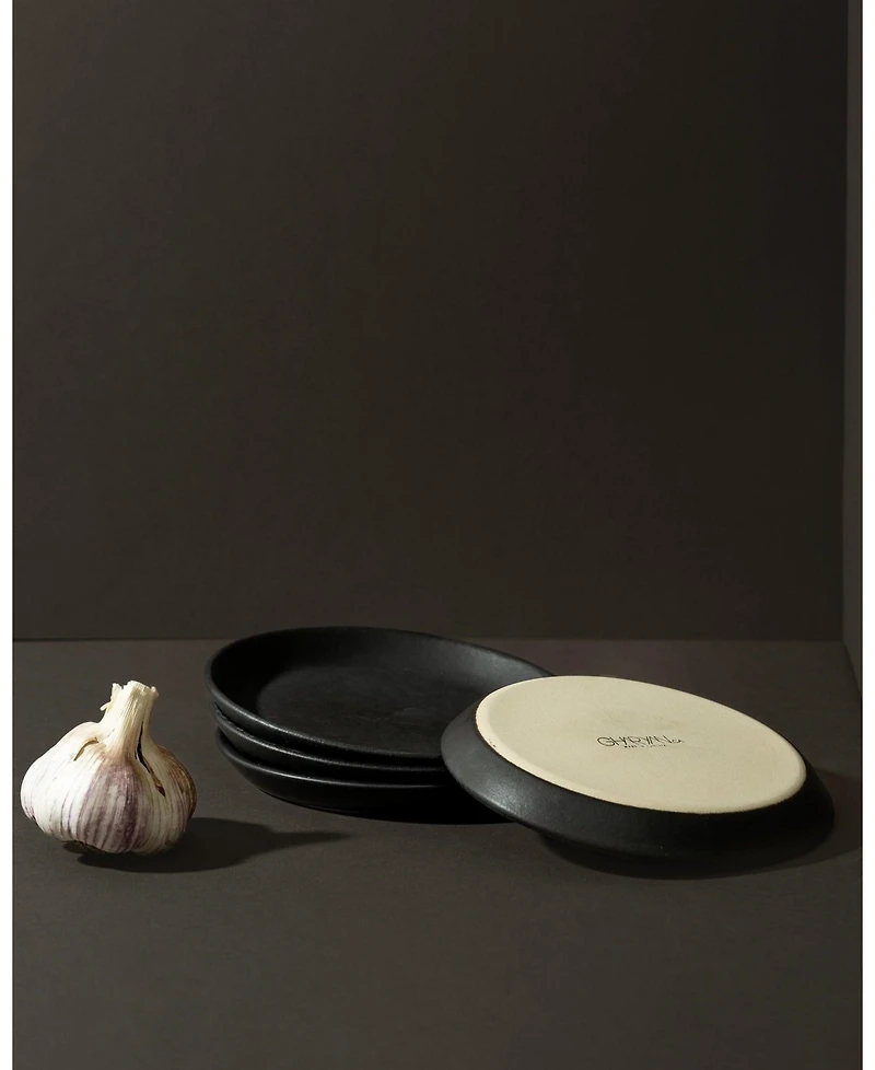 Gharyan Stoneware, Stoneware Flat Side Plate | Edan 5.9" - Set of 4