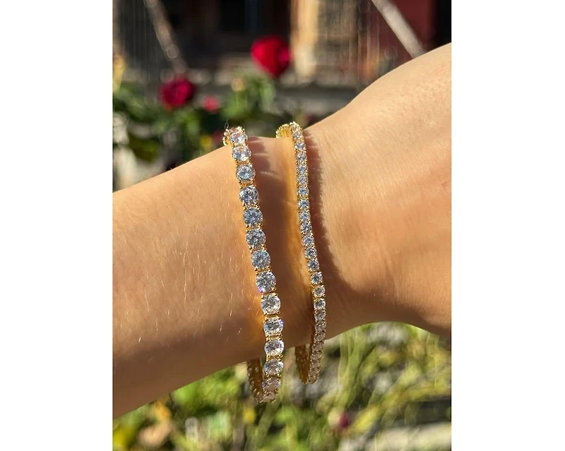 Suzy Levian Sterling Silver Cubic Zirconia Thin Tennis Bracelet