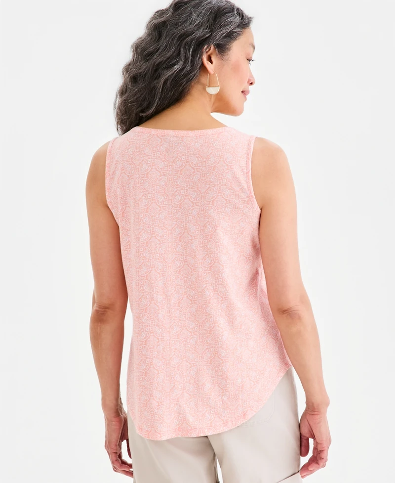 Style & Co Women's Printed Pintuck Tank Top, Macy's Exclusive