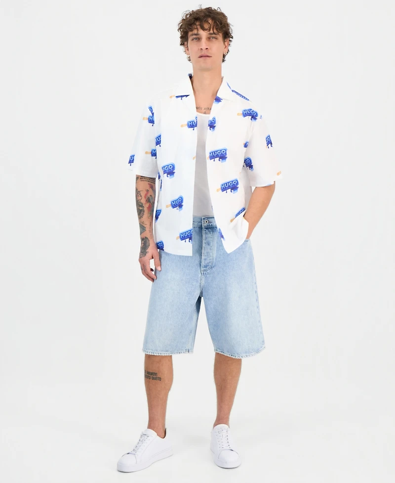 Hugo Boss Men's Eligino Cotton Logo-Print Short-Sleeve Shirt