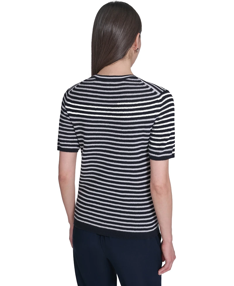 Tommy Hilfiger Women's Short-Sleeve Striped Sweater