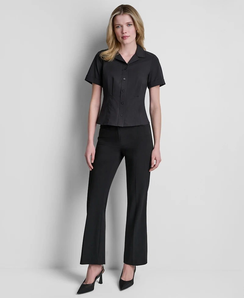 Dkny Petite Short-Sleeve Collared Blouse