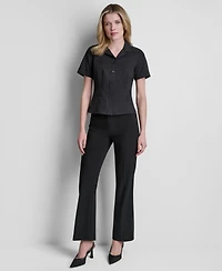 Dkny Petite Short-Sleeve Collared Blouse