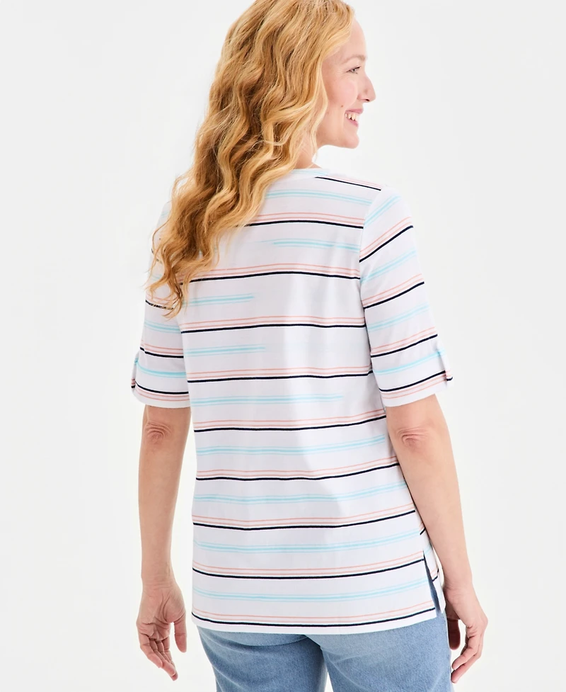 Style & Co Women's Printed Split-Neck Elbow Sleeve Tunic, Macy's Exclusive