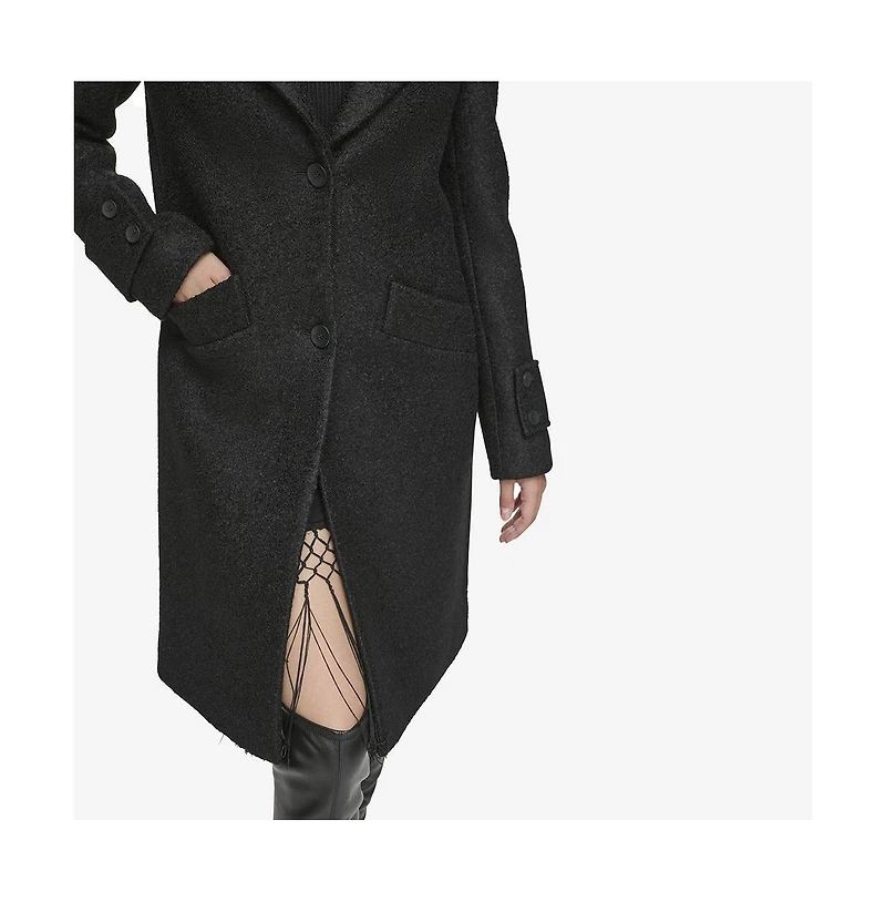 Regine Sb Women's Soft Wool Boucle Coat With Back Vent