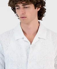 Guess Men's Mosley Woven Eyelet Short-Sleeve Shirt