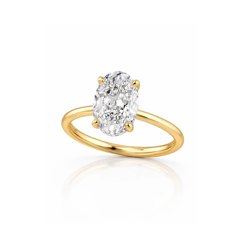 Dloria Elena Oval Moissanite Solitaire Vermeil Ring
