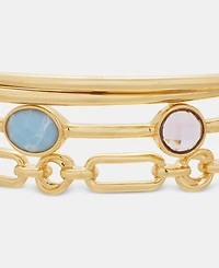 Anne Klein Gold-Tone Stone Locket Bangle Bracelets, Set of 3