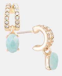 Anne Klein Gold-Tone Huggie Stone Drop Earrings