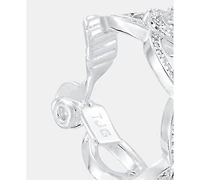 Anne Klein Silver-Tone Navette Pearl Stone Hoop Ez Comfort Clip Earrings