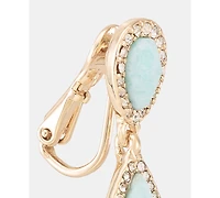 Anne Klein Gold-Tone Double Stone Linear Ez Comfort Clip Earrings