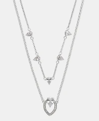 Anne Klein Silver-Tone Two-in-One Navette Stone Pendant Necklace