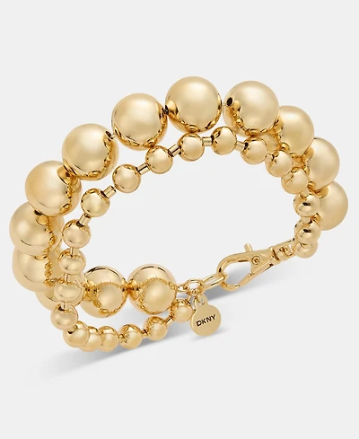 Dkny Gold-Tone Two-Row Dynamic Ball Chain Flex Bracelet