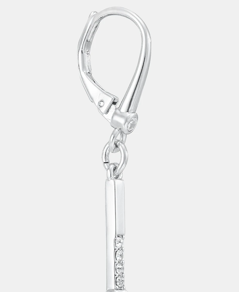 Dkny Silver-Tone Crystal Pave Bar Linear Earrings