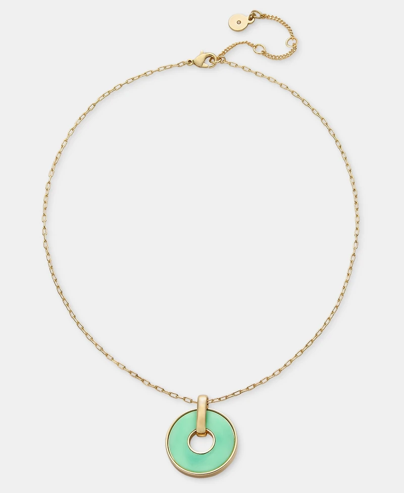 Dkny Gold-Tone Epoxy Inlay Ring Pendant Necklace