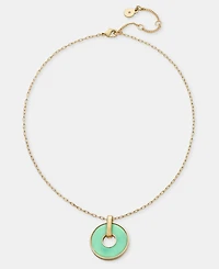 Dkny Gold-Tone Epoxy Inlay Ring Pendant Necklace