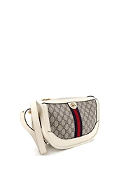 Pre-Owned Gucci Large Ophidia Curved Zip Shoulder Bag Gg Coated Canvas with Leather