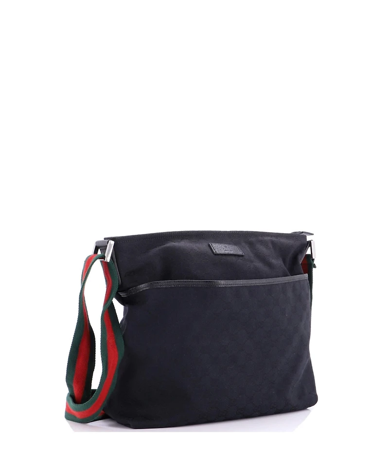 Pre-Owned Gucci Medium Front Pocket Web Messenger Gg Canvas
