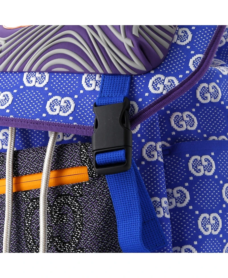 Pre-Owned Gucci Large Panelled Double Buckle Backpack Gg Jacquard Nylon and Rubber