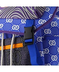 Pre-Owned Gucci Large Panelled Double Buckle Backpack Gg Jacquard Nylon and Rubber