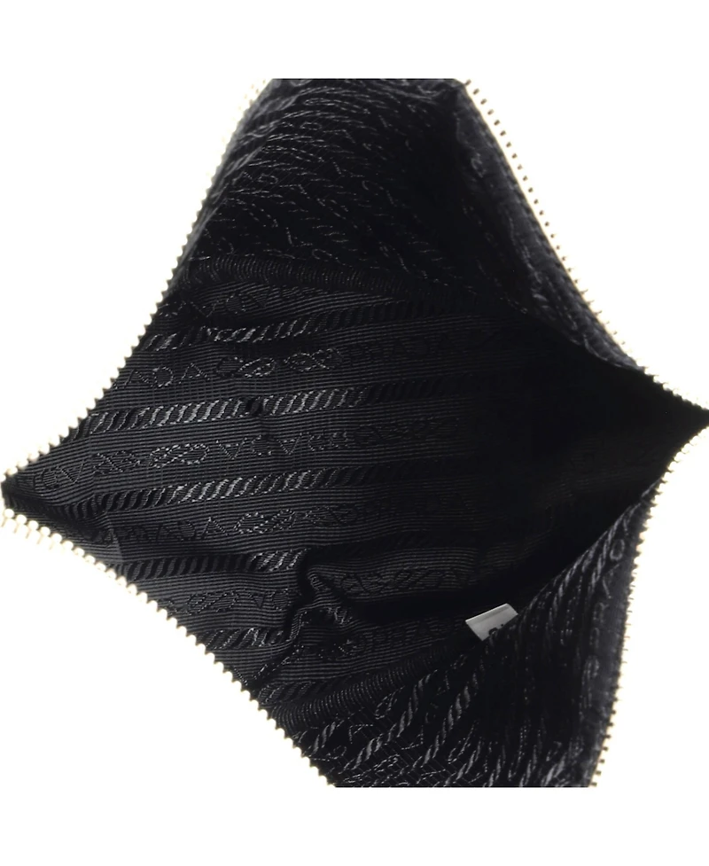 Pre-Owned Prada Mini Triangle Logo Zip Crossbody Bag Embossed Leather