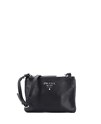 Pre-Owned Prada Small Double Zip Crossbody Bag Vitello Daino