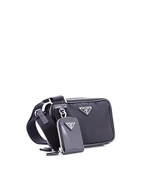 Pre-Owned Prada Small Brique Camera Crossbody Bag Tessuto and Spazzolato Leather