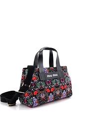 Pre-Owned Miu Miu Mini Logo Convertible Canapa Tote Printed Canvas