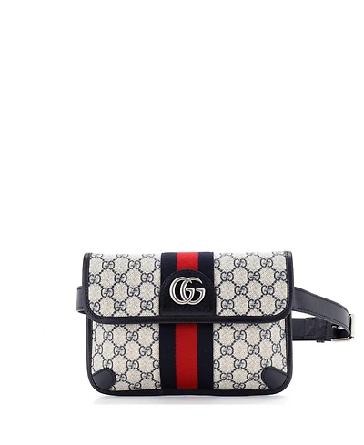 Pre-Owned Gucci Ophidia Flap Belt Bag Gg Coated Canvas with Leather
