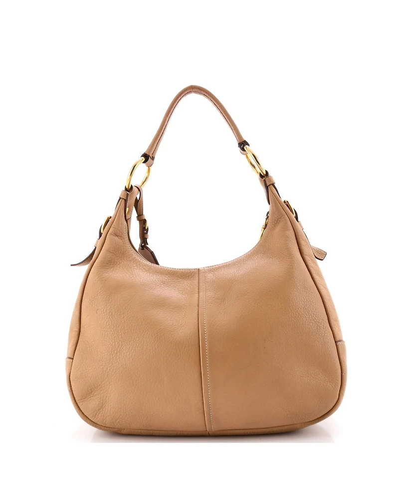 Pre-Owned Prada Medium Zip Top Hobo Vitello Daino