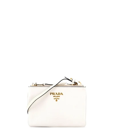 Pre-Owned Prada Small Double Zip Crossbody Bag Vitello Daino