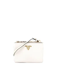 Pre-Owned Prada Small Double Zip Crossbody Bag Vitello Daino