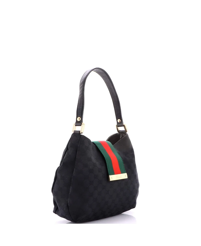 Pre-Owned Gucci Medium New Ladies Web Hobo Gg Canvas