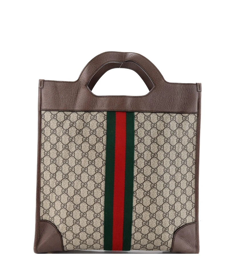Pre-Owned Gucci Large Ophidia Cut Out Handle Bag Gg Coated Canvas with Leather