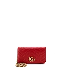 Pre-Owned Gucci Mini Gg Marmont Chain Flap Bag Matelasse Leather