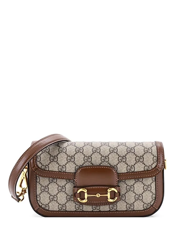 Pre-Owned Gucci East West Horsebit 1955 Shoulder Bag Gg Coated Canvas with Leather