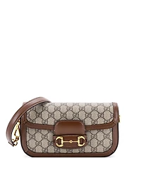 Pre-Owned Gucci East West Horsebit 1955 Shoulder Bag Gg Coated Canvas with Leather