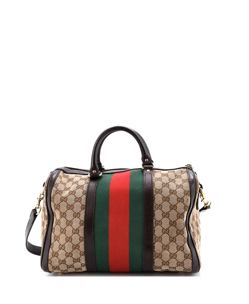 Pre-Owned Gucci Medium Vintage Web Boston Bag Gg Canvas