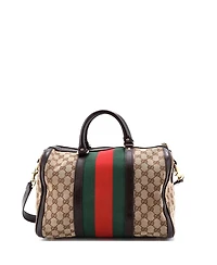 Pre-Owned Gucci Medium Vintage Web Boston Bag Gg Canvas