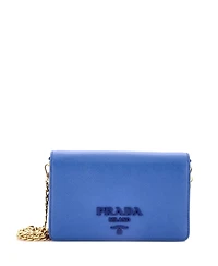 Pre-Owned Prada Mini Monochrome Wallet on Chain Saffiano Leather