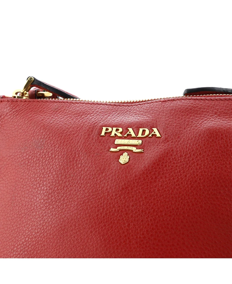 Pre-Owned Prada Small Double Zip Crossbody Bag Vitello Daino