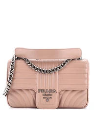 Pre-Owned Prada Medium Chain Flap Shoulder Bag Diagramme Quilted Leather