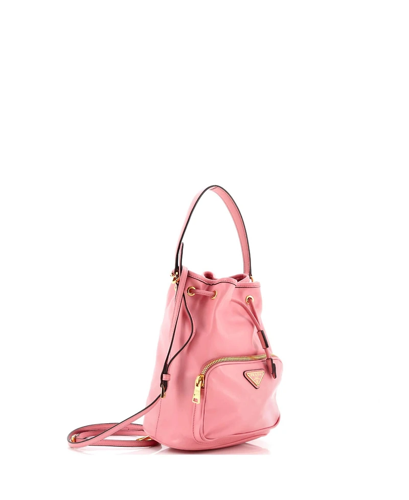 Pre-Owned Prada Small Drawstring Pocket Bucket Bag Soft Calf